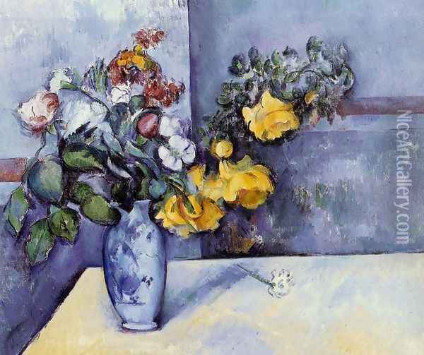 Flowers In A Vase3 Oil Painting - Paul Cezanne