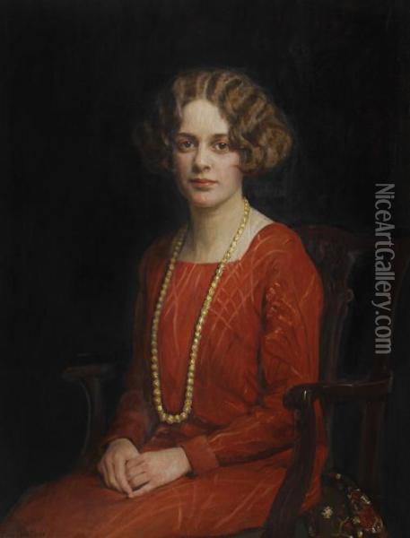 Portrait Of Joyce Mary Jacobsen Oil Painting - Maud Hall-Neale