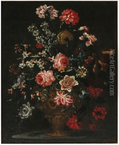 Still-life With Vase Of Flowers Oil Painting - Bartolommeo Bimbi