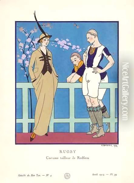 Rugby - Costume tailleur de Redfern Oil Painting - Georges Barbier