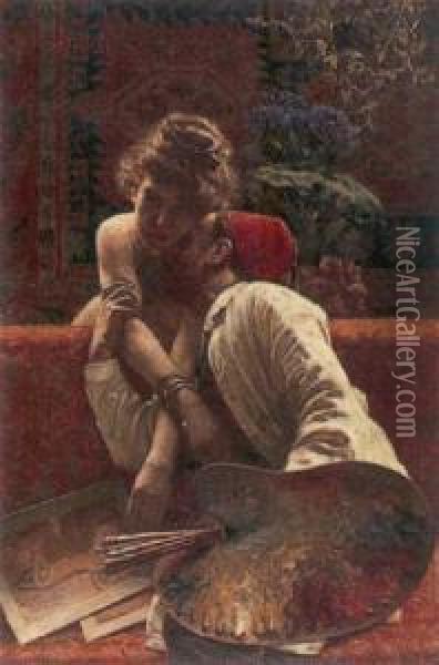 The Painter And His Muse Oil Painting - Angelo Garino