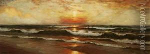 Sunset Coastal Oil Painting - Dey De Ribcowsky