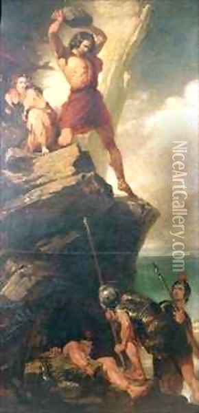 Britons repelling invading Romans Oil Painting - George Dawe