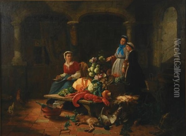 The Charity Stall Oil Painting - Victor Emil Janssen