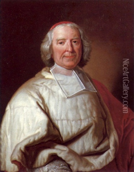 Portrait Of Cardinal Fleury, Wearing His Ecclesiastical Robes Oil Painting - Hyacinthe Rigaud