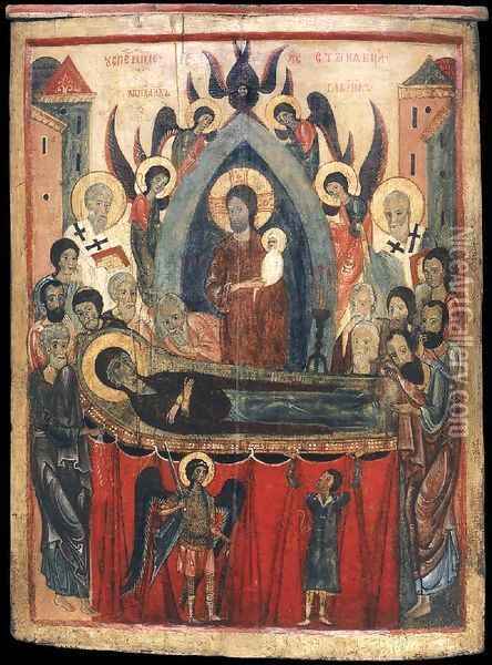 The Dormition of the Mother of God Oil Painting - Russian Unknown Master