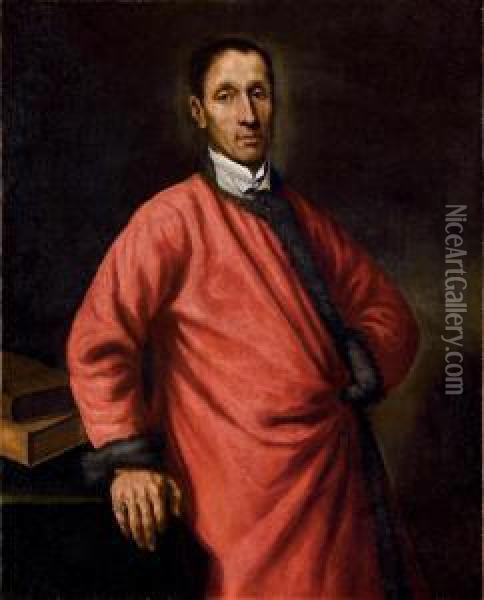 Ritratto Di Uomo In Veste Rossa Oil Painting - Vittore Ghislandi