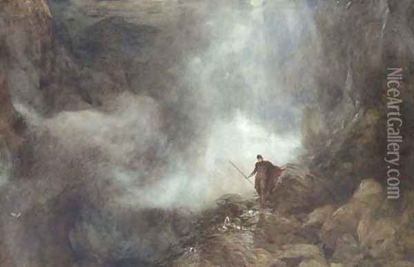 Arthur in the Gruesome Glen Oil Painting - Henry Clarence Whaite