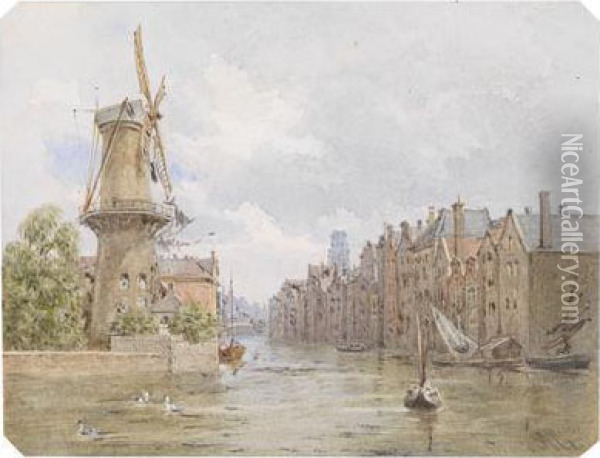 Kanal In Rotterdam Oil Painting - Franz Alt