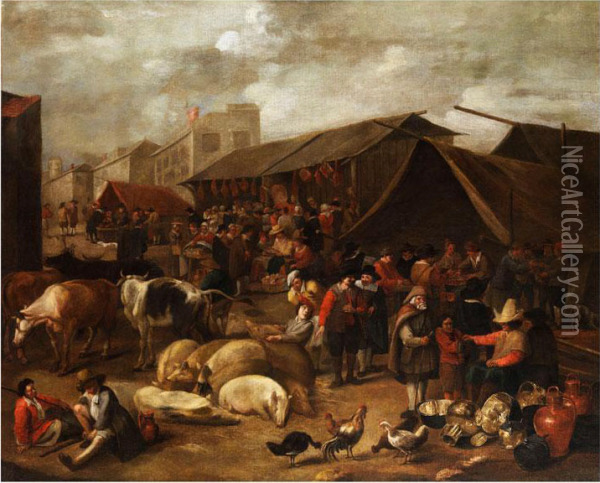 Marktszene Oil Painting - Hendrick Maertensz. Sorch (see Sorgh)