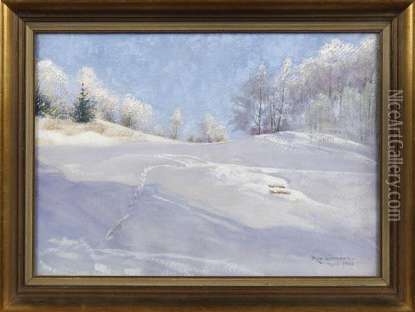 Vinterlandskap Oil Painting - Robert Lundberg