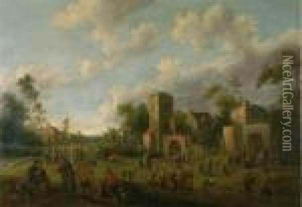Niederlandische Dorflandschaft. Oil Painting - Joost Cornelisz. Droochsloot