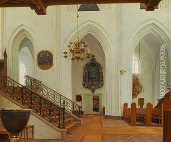 Interior Fra Sct. Knuds Kirke, Odense Oil Painting - Karl Jensen