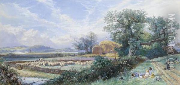 The Sheep Fold Oil Painting - Myles Birket Foster