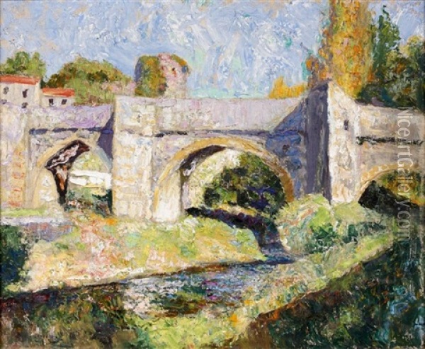 Le Pont Sur La Riviere Oil Painting - Victor Charreton