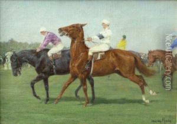 Jockey Au Depart Oil Painting - Jean Van Marcke De Lummen