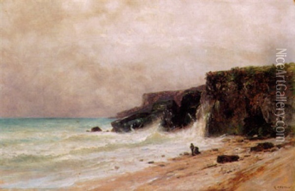 A Villers Sur Mer (calvados) Oil Painting - Gustave Eugene Castan