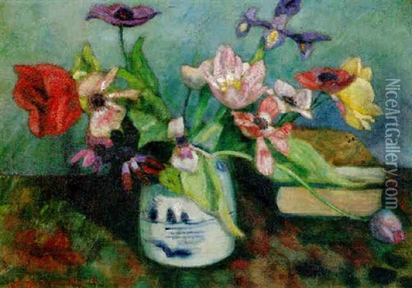 Tulpen Und Andere Blumen Oil Painting - Otto Modersohn