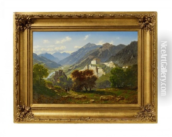 Schloss Tirol Bei Meran Oil Painting - Henri Lehmann