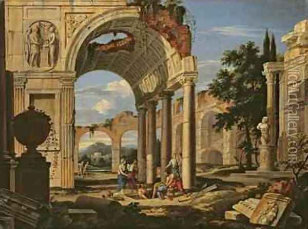 Landscape with Ruins Oil Painting - Johann Oswald Harms
