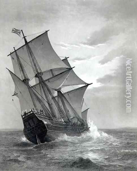 The Mayflower Oil Painting - Johnson, Marshall