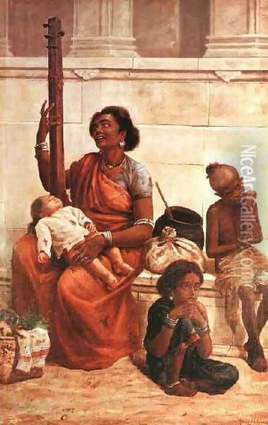 Gypsies Oil Painting - Raja Ravi Varma