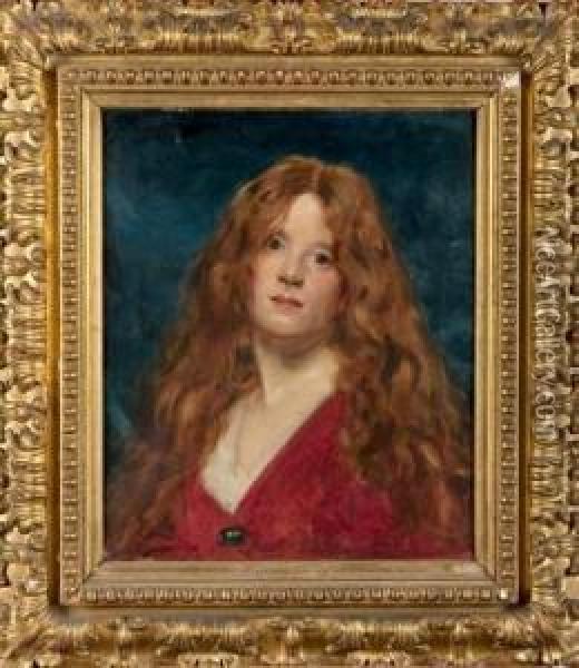 Portrait De Femme Rousse Oil Painting - Carolus (Charles Auguste Emile) Duran