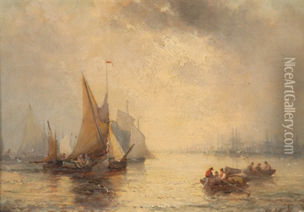 The Thames At Blackwall Reach Oil Painting - William Anslow Thornbury