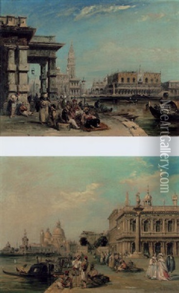 San Marco And The Palazzo Doges From The Dogana Oil Painting - Edward Pritchett