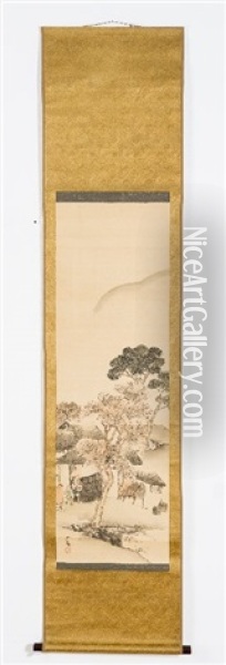 Matsumura Goshun (1752-1811): Farmyard Amid Landscape Oil Painting - Matsumura Goshun