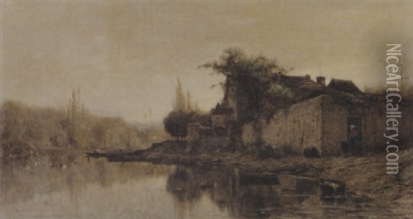 Landschaft An Den Ufern Der Ain Oil Painting - Adolphe Appian