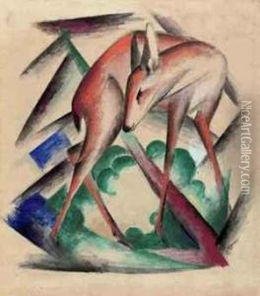Reh Oil Painting - Franz Marc