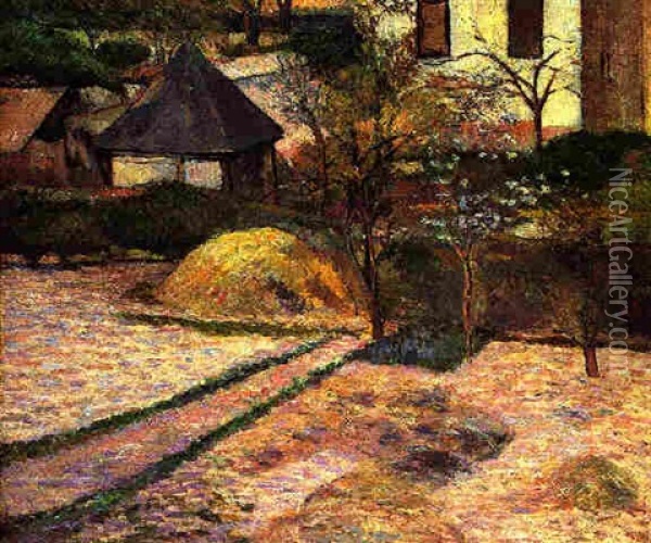 Paysage A Rouen Oil Painting - Paul Gauguin