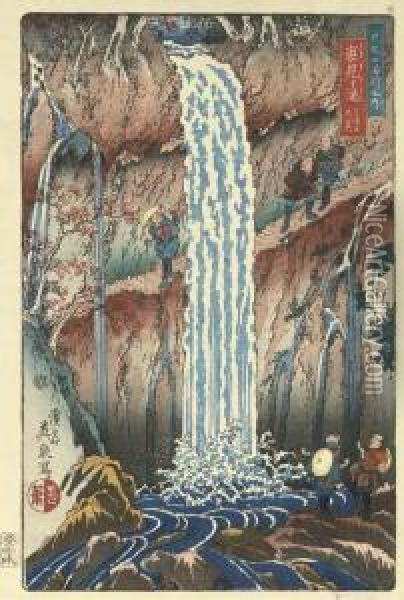 Uramigataki, Santaki No Sono Ikkei (urami Waterfall, Of The Three Famous Waterfalls) Oil Painting - Keisai Eisen