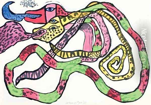 Snake Oil Painting - Michel des Gobelins Corneille