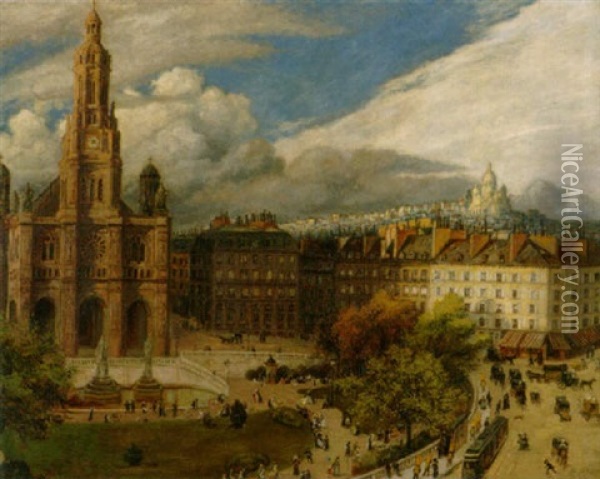 Sicht Auf Die Place De La Trinite Oil Painting - Emile Alder