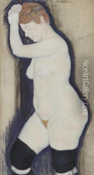 A Nude Wearing Stockings Oil Painting - Leo Gestel