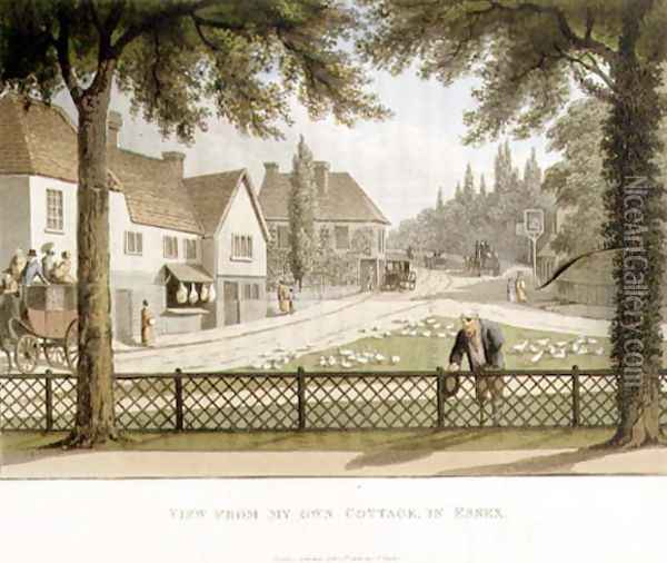 View from My Own Cottage in Essex Before from Fragments on the Theory and Practice of Landscape Gardening, pub. 1816 Oil Painting - Humphry Repton