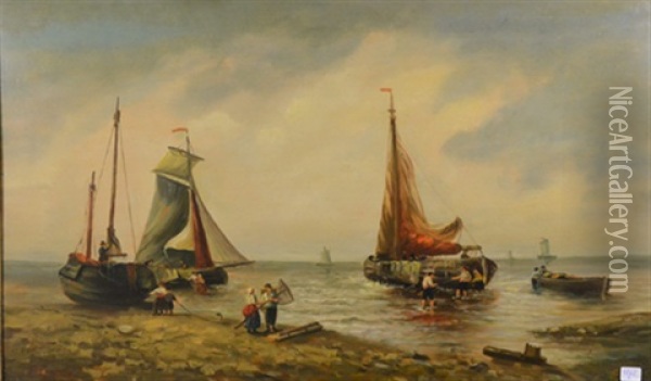 Marine Hollandaise Oil Painting - Francois-Thomas-Louis Francia