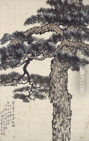 Old Pine Oil Painting - Xu Beihong