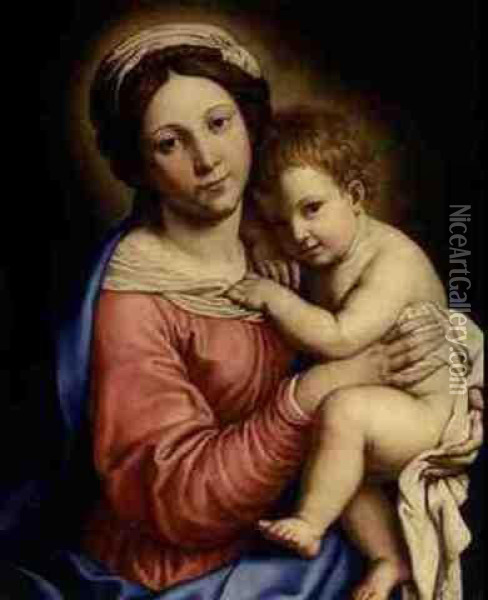 Madonna And Child Oil Painting - Giovanni Battista Salvi