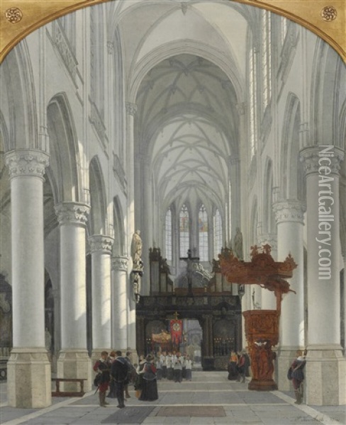 Det Indre Af Kirken St. Jacques I Antwerpen Oil Painting - Peter Kornbeck