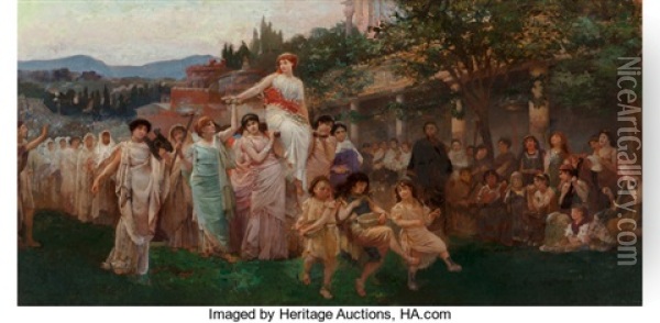 A Roman Wedding Procession Oil Painting - Edwin Howland Blashfield