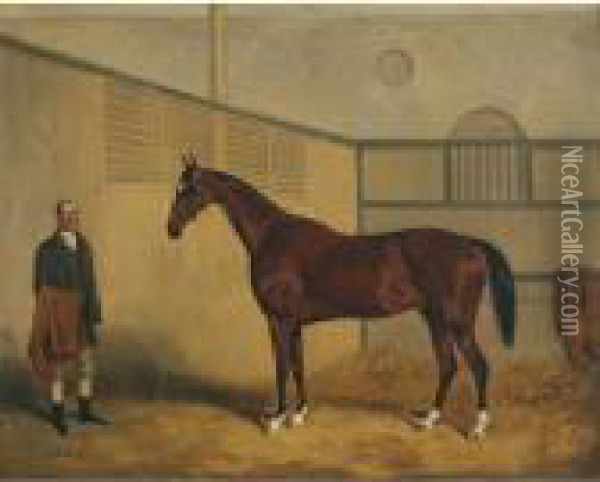Midshipman And His Groom In A Stall Oil Painting - William Joseph Shayer