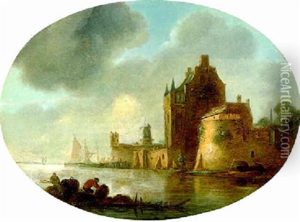 Wehrturm An Einem Kanal Oil Painting - Frans de Hulst