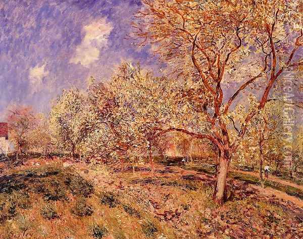 Spring at Veneux Oil Painting - Alfred Sisley