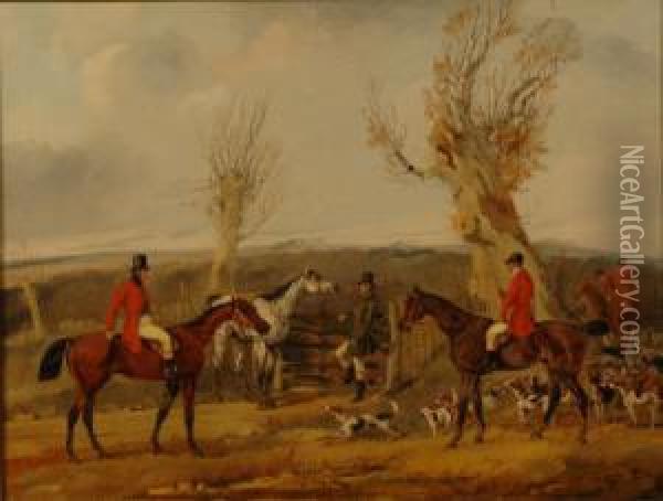 'going To Cover' 'gone Away', 'full Cry' And 'the Death' A Set Of Four Hunting Scenes Oil Painting - Henry Thomas Alken