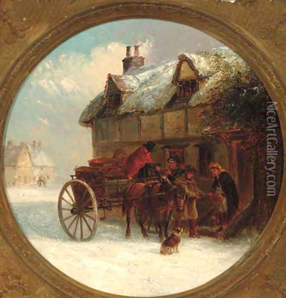 Delivering supplies in a winter landscape Oil Painting - Thomas Smythe