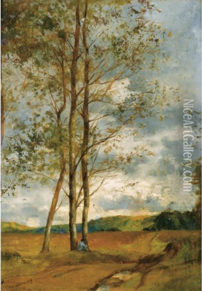 Bouleaux A Montoire, Pres De 
Blois [eugene Samuel Auguste Fromentin ; Birch In Montoire, Near Blois ;
 Oil On Panel Signed And Dedicated Pour Marguerite F/ Son Pere 
Eug.fromentin; Dated Lower Left 1865. Marguerite Was The Artist's 
Daughter.] Oil Painting - Eugene Fromentin