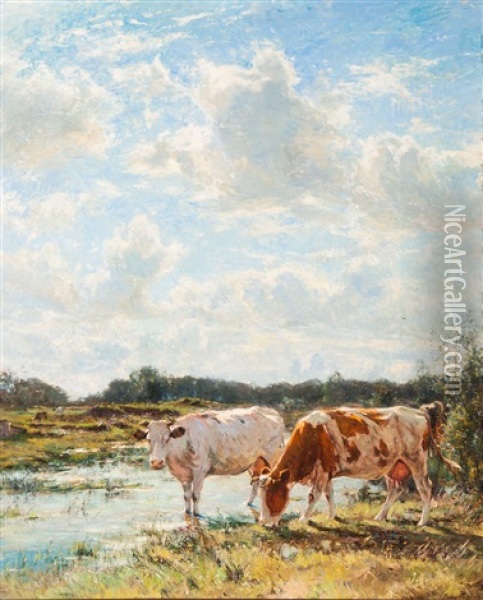 Bords De La Zan (matin) Oil Painting - Franz Courtens